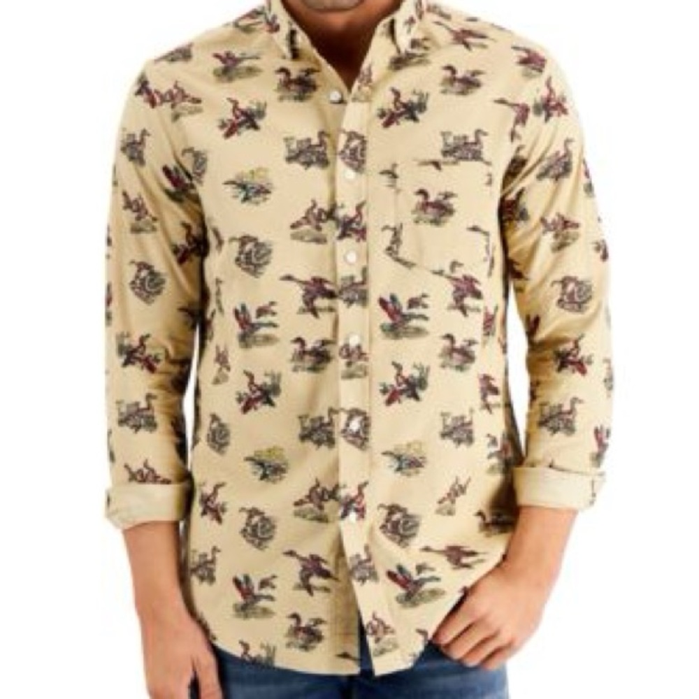 Club Room Corduroy Duck Print Shirt